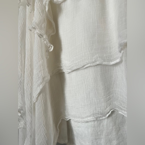 Zara Women’s Cream Sleeveless Ruffle Floral Embroidered Dress Size Medium - Picture 7 of 13